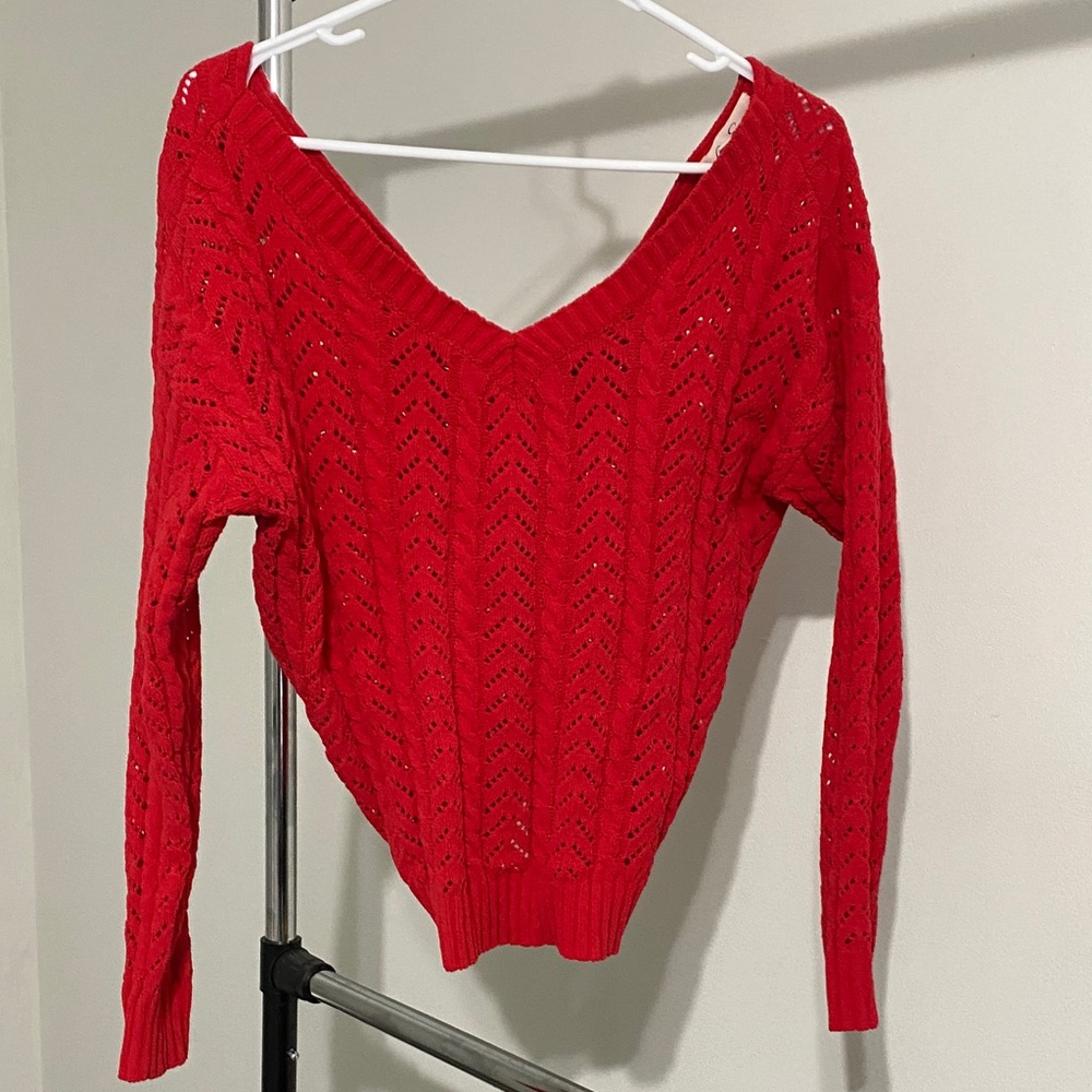 Jessica Simpson Red V-Neck Sweater